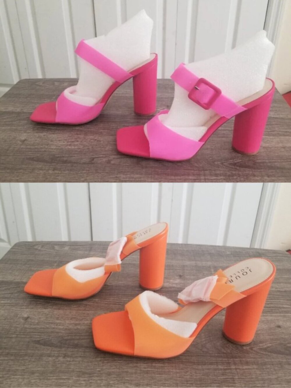 BRAND NEW Journee Women's Luca Open Toe Heel Sandals - Size 10 - Pink & Orange